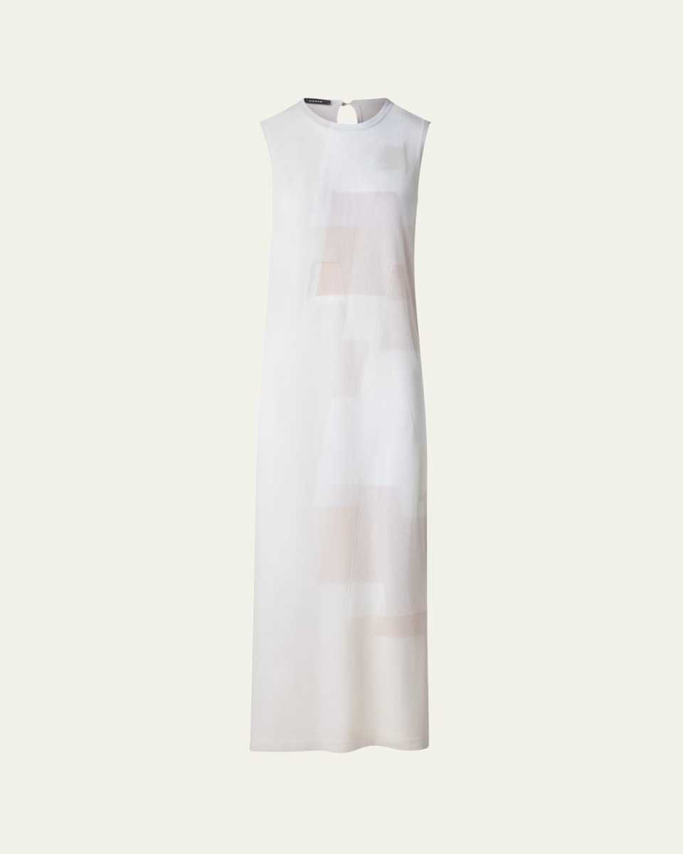 Long Trapezoid Intarsia Knit Dress